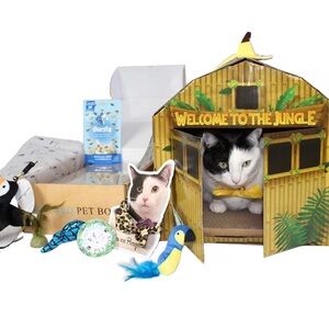 Jungle Hut Cardboard Cat House - Pampered Pet Box